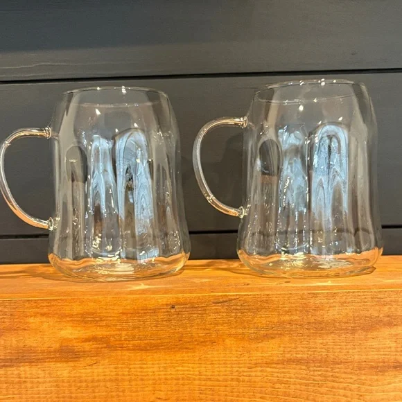 Clear Glass Ghost Face Mugs - Set of 2 - Picture 3 of 6